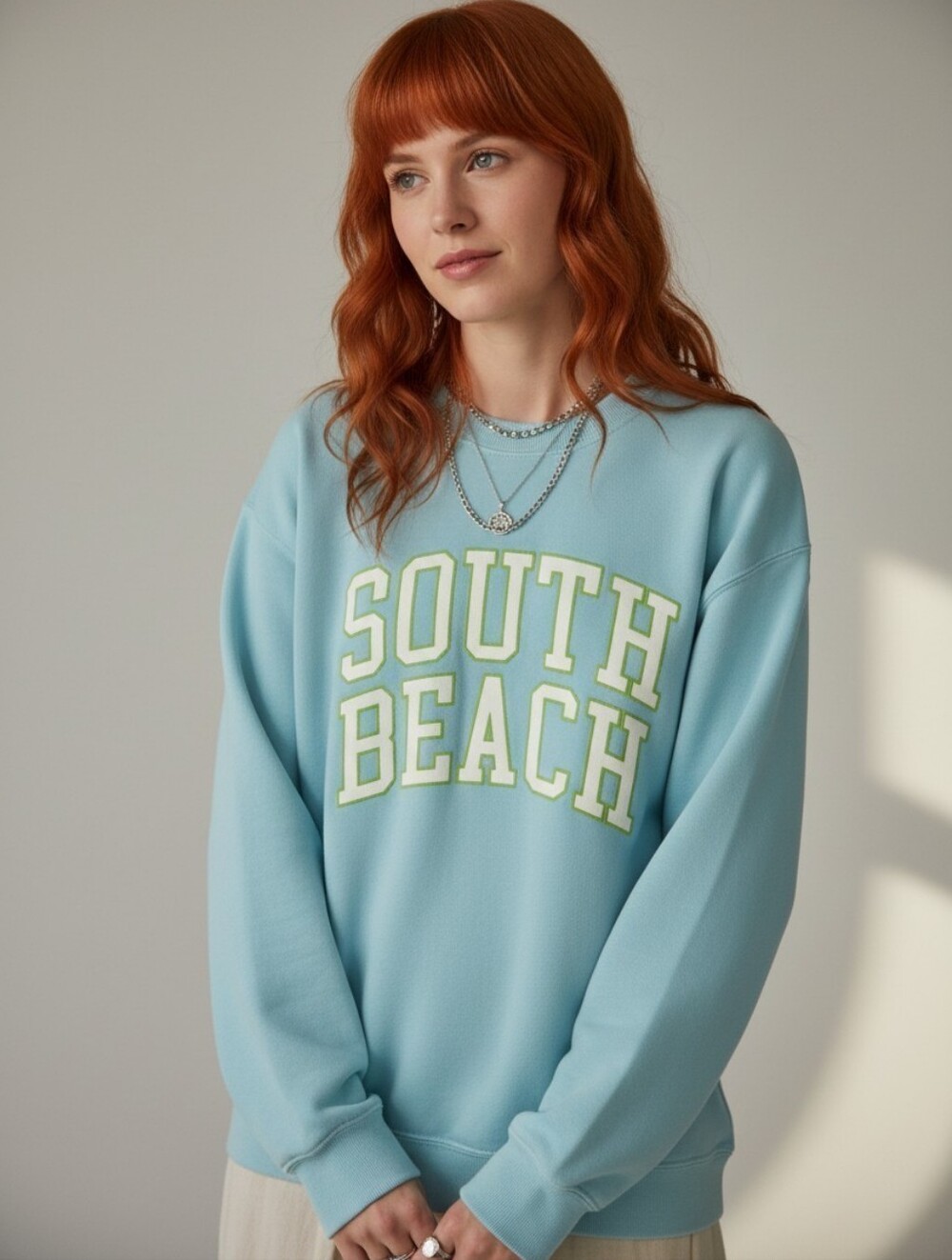 Anthropologie Light Blue "South Beach" Crewneck Sweatshirt